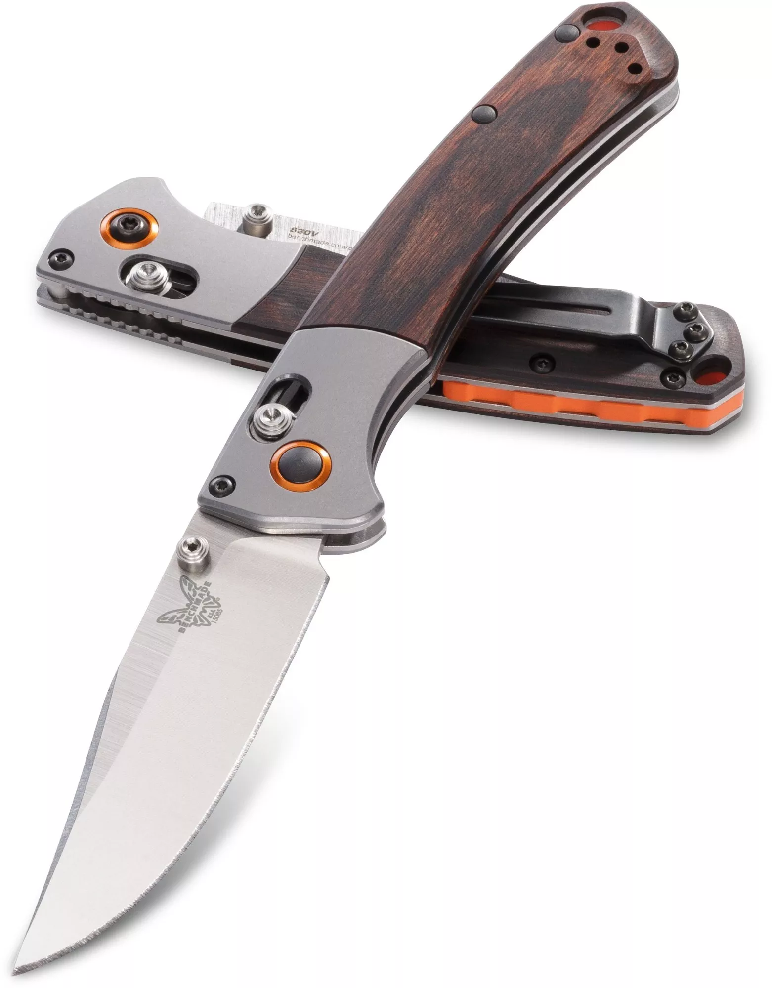 Benchmade HUNT 15085-2 Mini Crooked River AXIS – 3.4″ CPM-S30V Blade – Stabilized Wood Handle