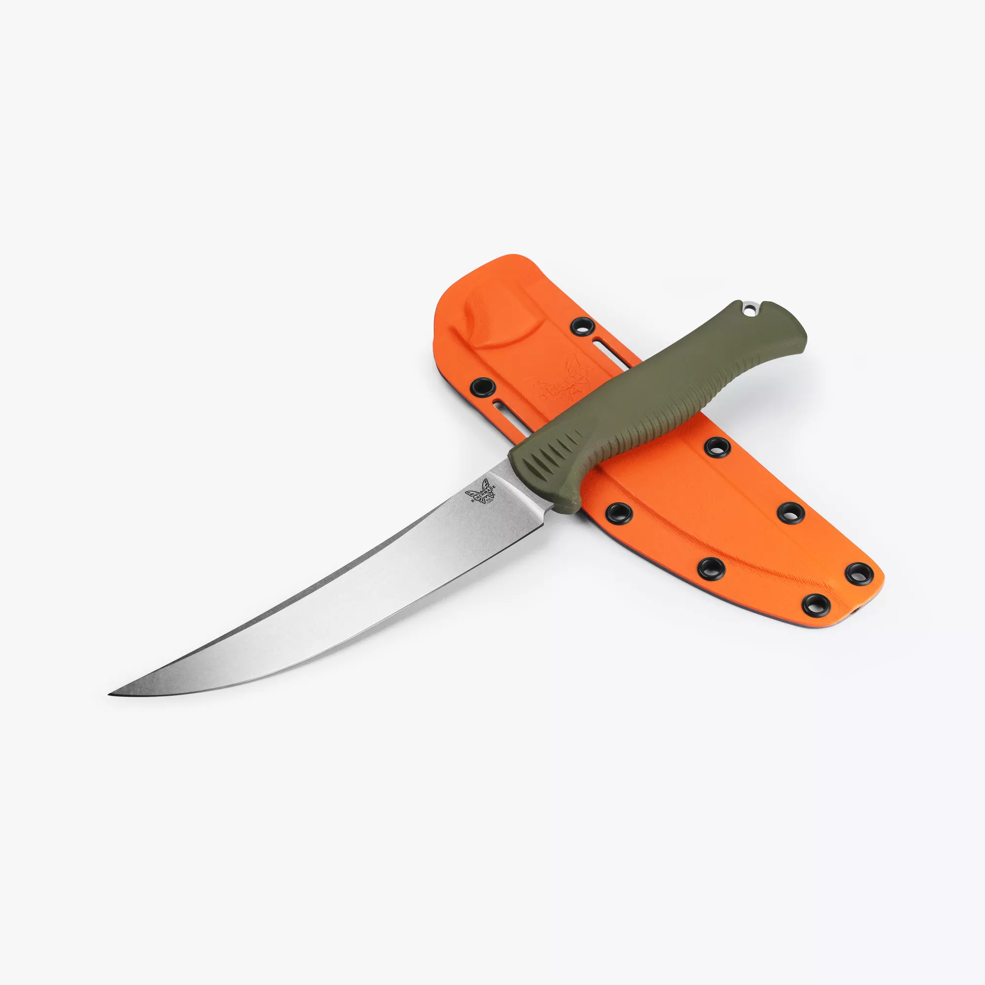 Benchmade Hunt 15500-4 Meatcrafter Fixed Blade Knife, 6.08″ CPM-154 Blade, Olive Santoprene Handle, Boltaron Sheath