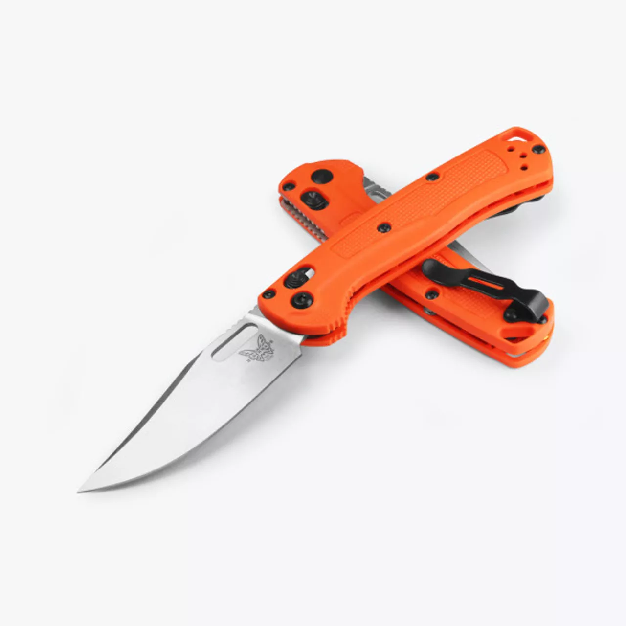 Benchmade Hunt 15533 Mini Taggedout AXIS Folding Knife, 3.04″ CPM-154 Clip Point Blade, Orange Grivory Handles W/ Clip