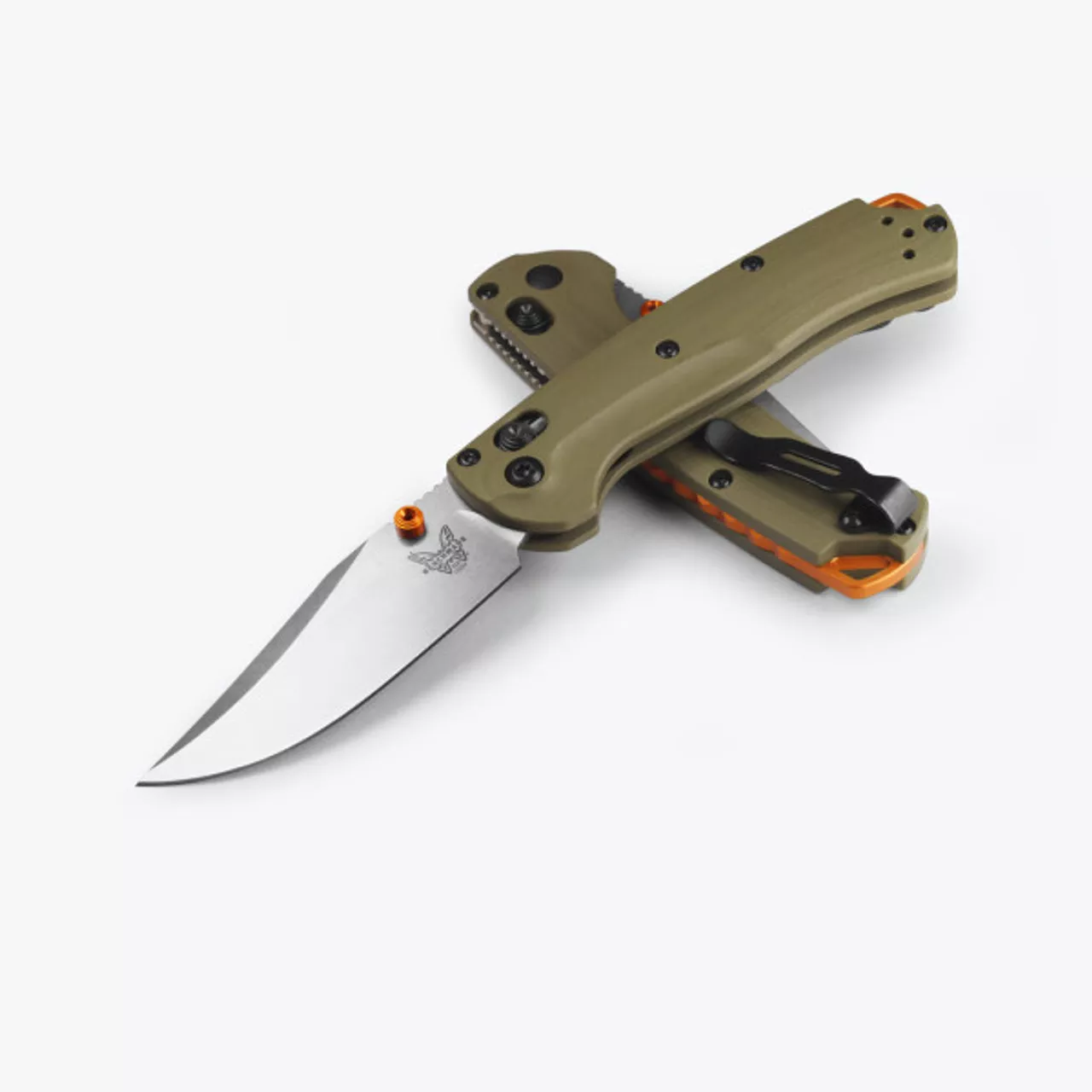 Benchmade Hunt 15534 Mini Taggedout AXIS Folding Knife, 3.04″ CPM-S45VN Stonewashed Clip Point Blade, OD Green G10 Handles W/ Clip