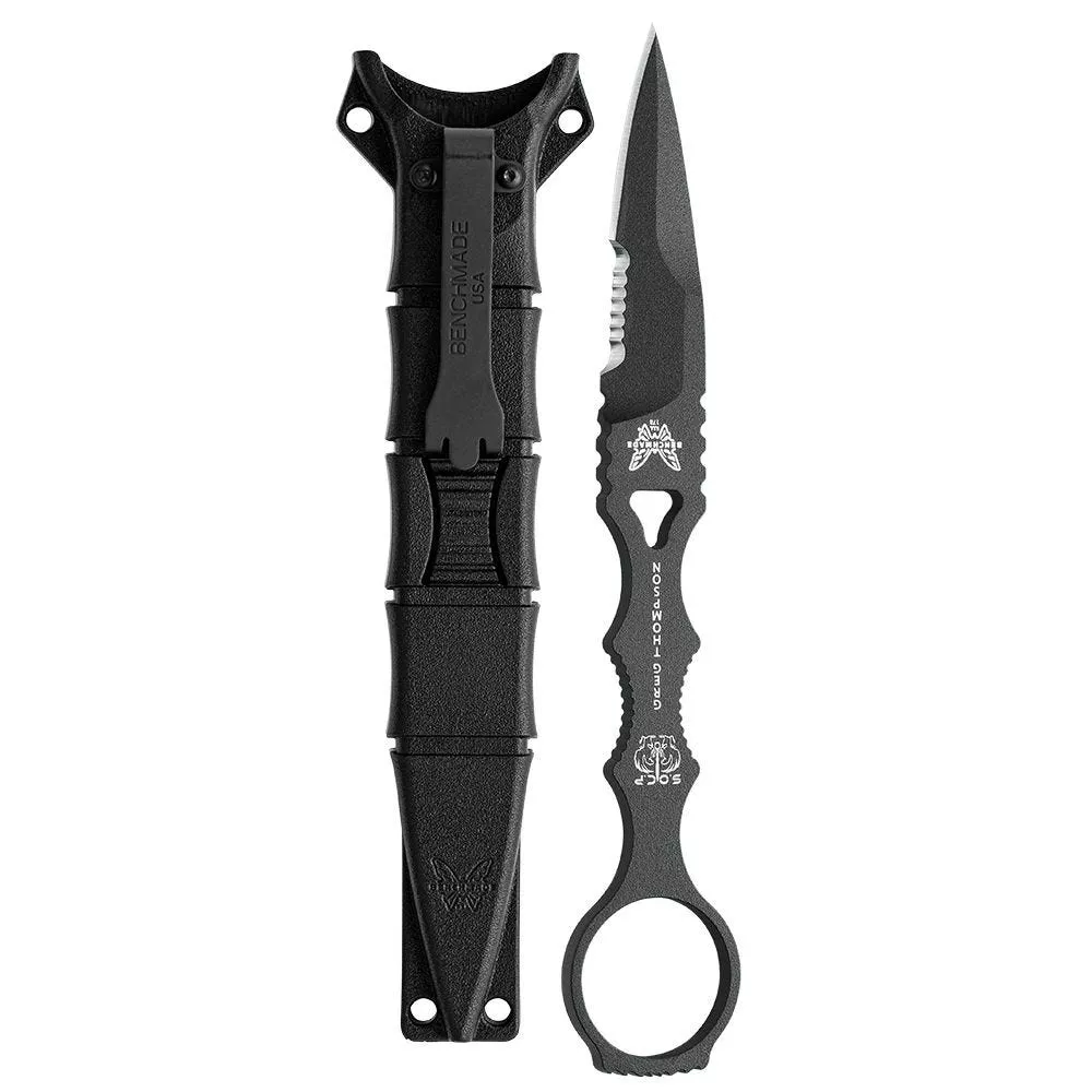 Benchmade SOCP Fixed Blade Knife 178SBK 3.22″ Serr Black w/ Black Sheath