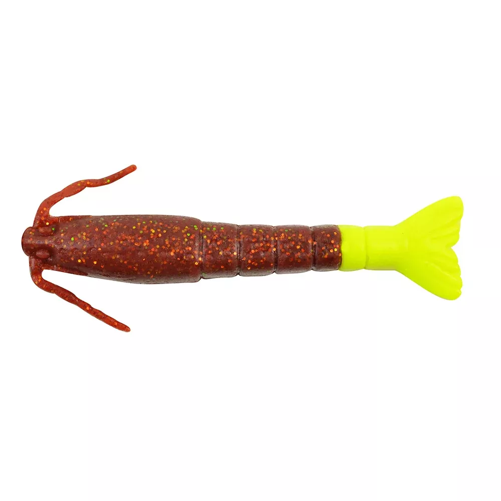 Berkley Gulp! Saltwater Shrimp – 3″ – Root Beer Gold/Chartreuse [1240007]