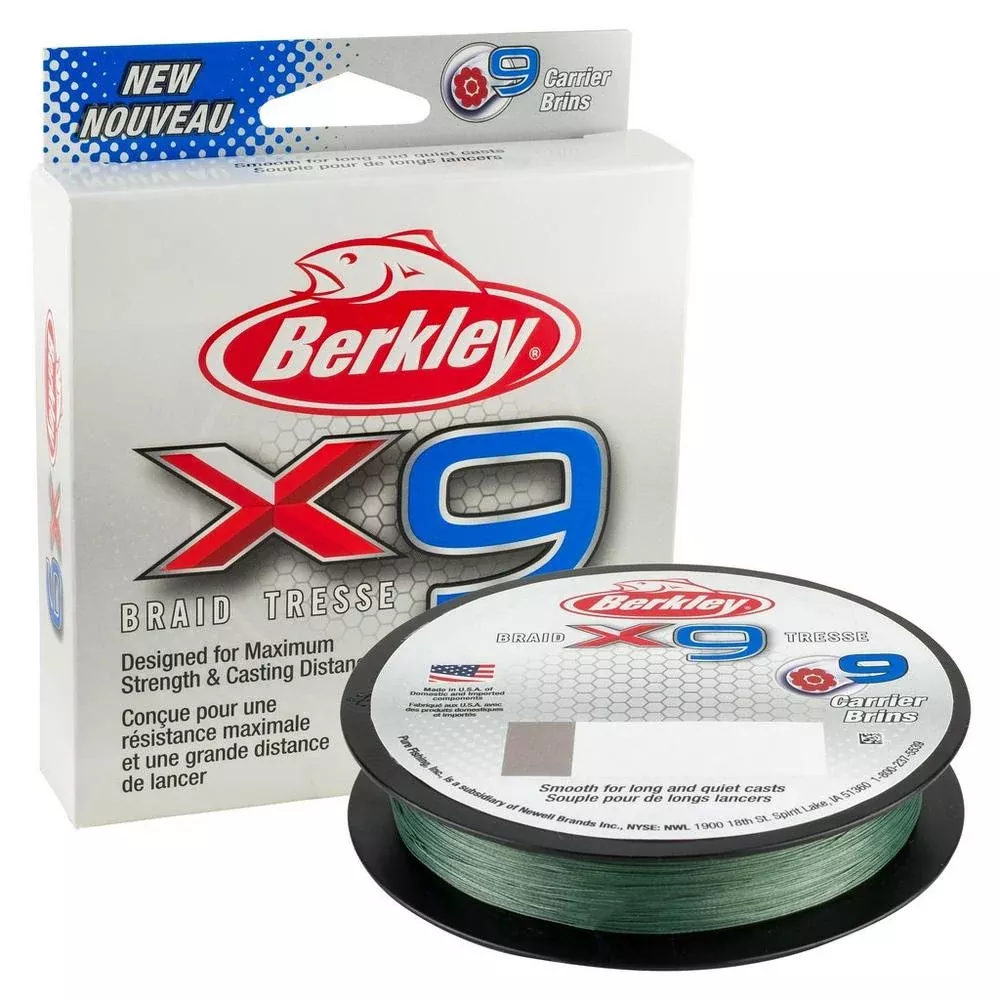Berkley X9 Braid Fishing Line – 65LB 328YD Low-Vis Green