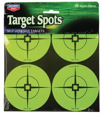 Birchwood Casey Self-Adhesive Target Spots Atomic Green w/ Crosshairs 3″ 40 Spot