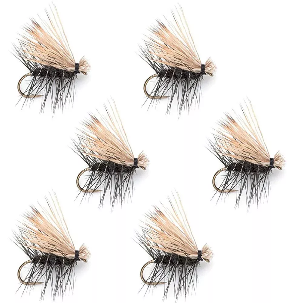 Black Elk Hair Caddis Classic Trout Dry Fly – Set of 6 Flies Size 16