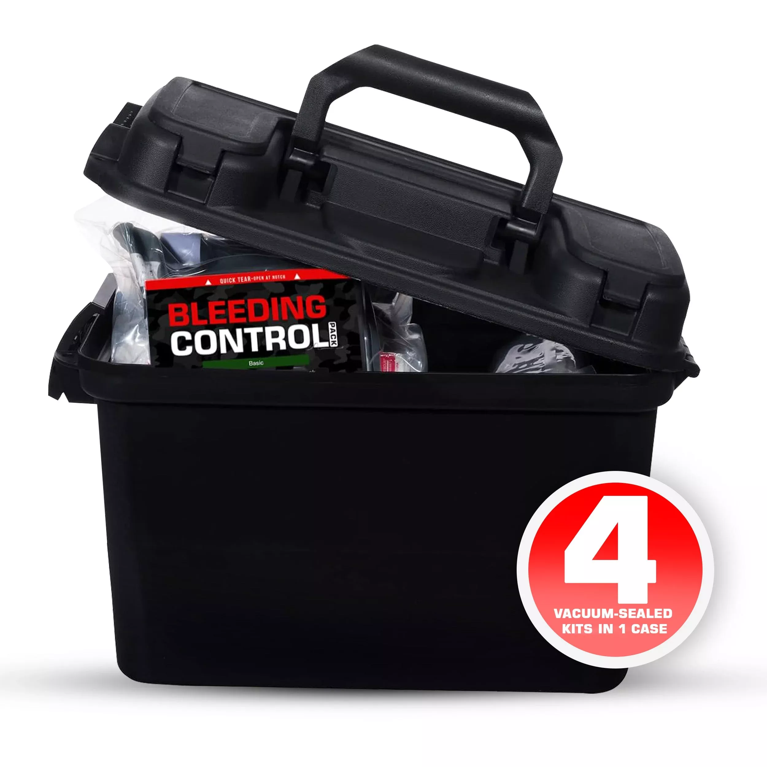 Bleeding Control Kit – 4 Vacuum Sealed Kits in Plastic Case