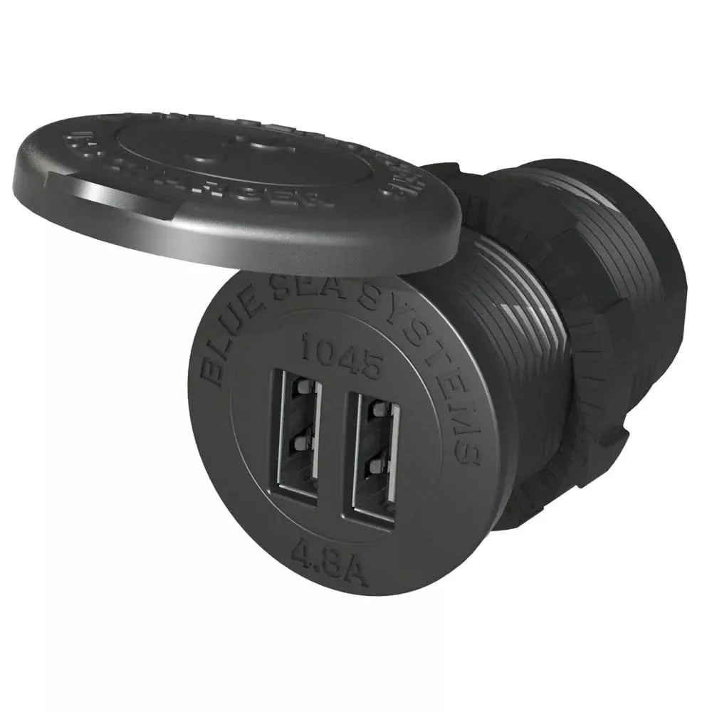 Blue Sea 1045 12/24V Dual USB Charger – 1-1/8″ Socket Mount [1045]