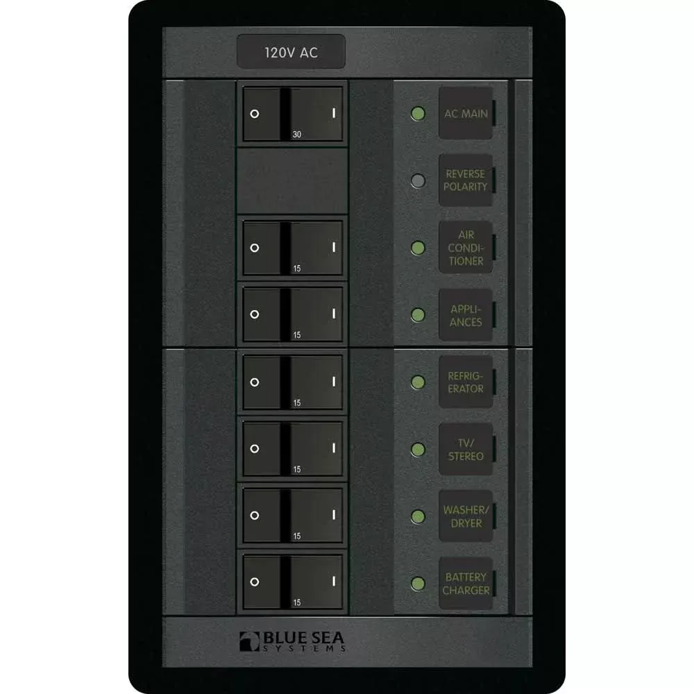 Blue Sea 1202 120V AC Main + 6 Positions – Vertical [1202]