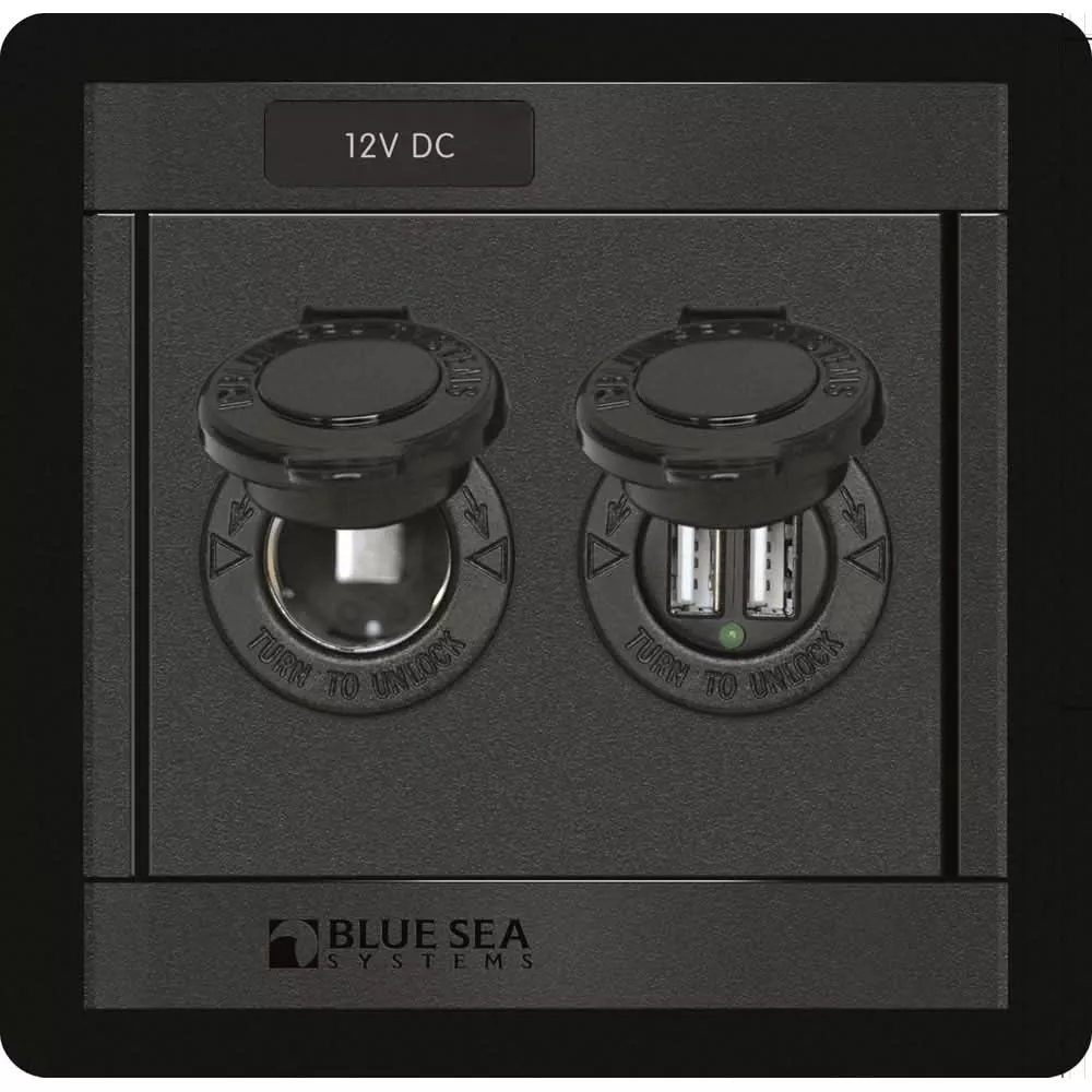Blue Sea 1478 360 Panel – 12V DC Socket & Dual USB Charger [1478]
