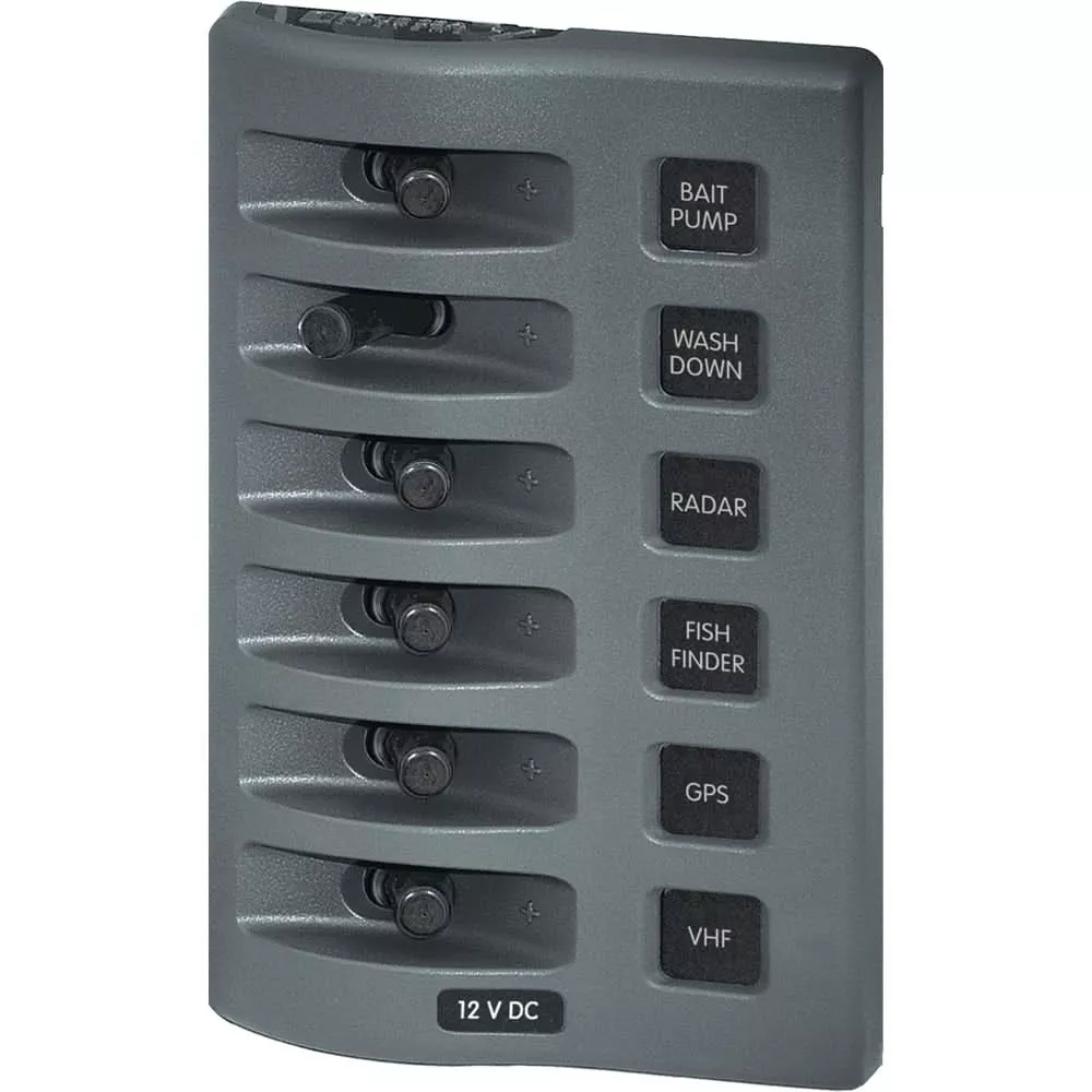 Blue Sea 4307 WeatherDeck 12V DC Waterproof Switch Panel – 6 Position [4307]