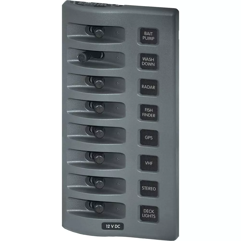Blue Sea 4309 WeatherDeck 12V DC Waterproof Switch Panel – 8 Position [4309]