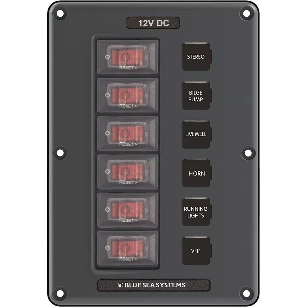 Blue Sea 4322 Circuit Breaker Switch Panel 6 Position – Gray [4322]