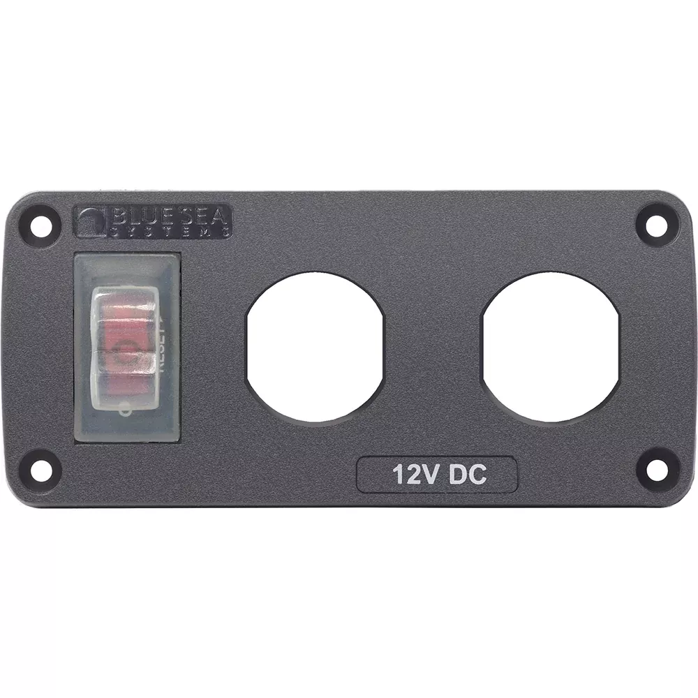 Blue Sea 4364 Water Resistant USB Accessory Panel – 15A Circuit Breaker, 2x Blank Apertures