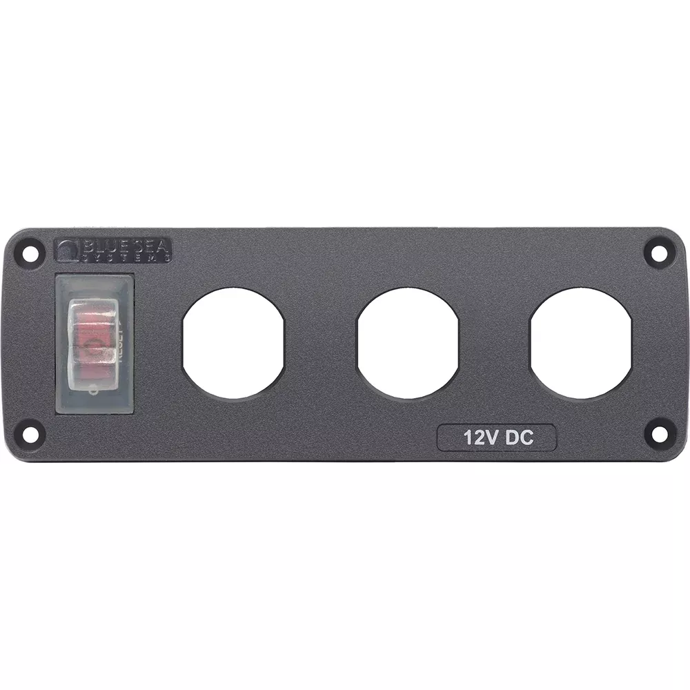 Blue Sea 4367 Water Resistant USB Accessory Panel – 15A Circuit Breaker, 3x Blank Apertures [4367]