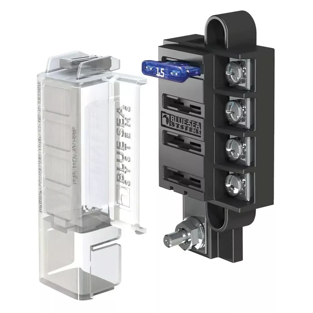 Blue Sea 5045 ST Blade Compact Fuse Blocks – 4 Circuits w/Cover [5045]