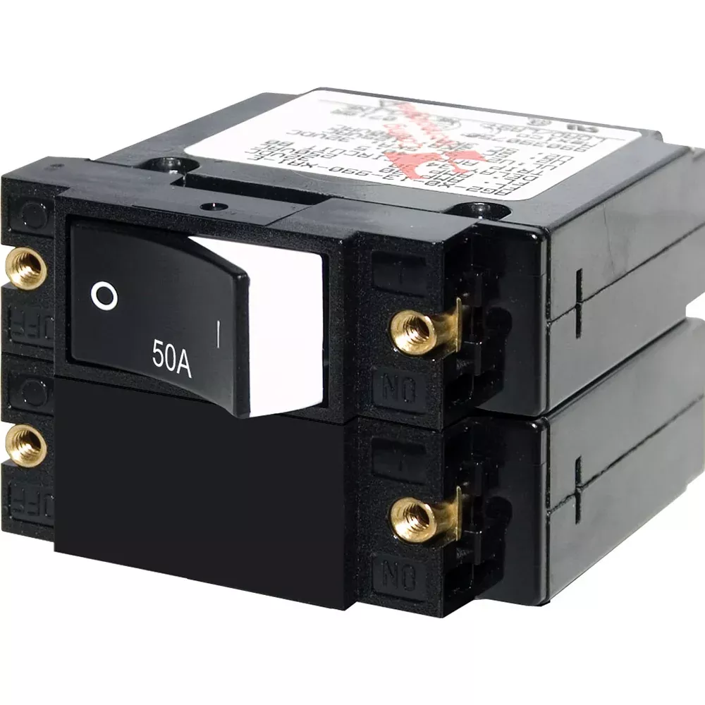 Blue Sea 7577 A-Series Raised Rocker Circuit Breaker – Double Pole – 50A [7577]