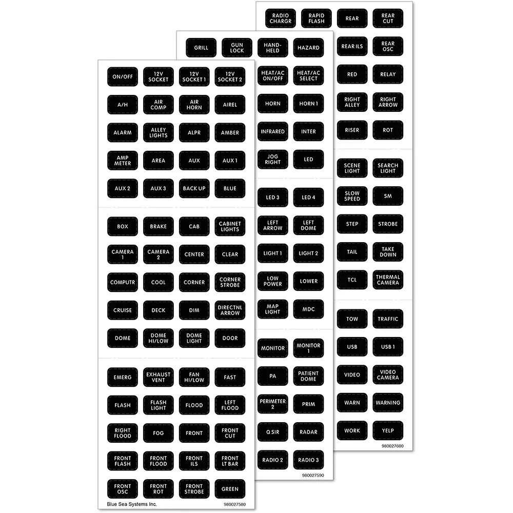 Blue Sea 7870 Black 180 Label Set – Emergency Vehicles [7870]