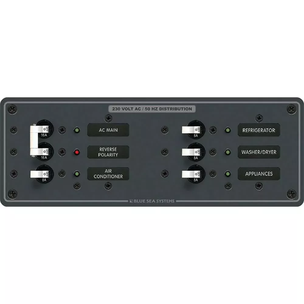 Blue Sea 8199 AC Main + Branch A-Series Toggle Circuit Breaker Panel (230V) – Main + 4 Position [8199]