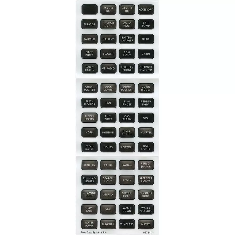 Blue Sea 8214 Black Small Format Label Kit – 60 Labels [8214]