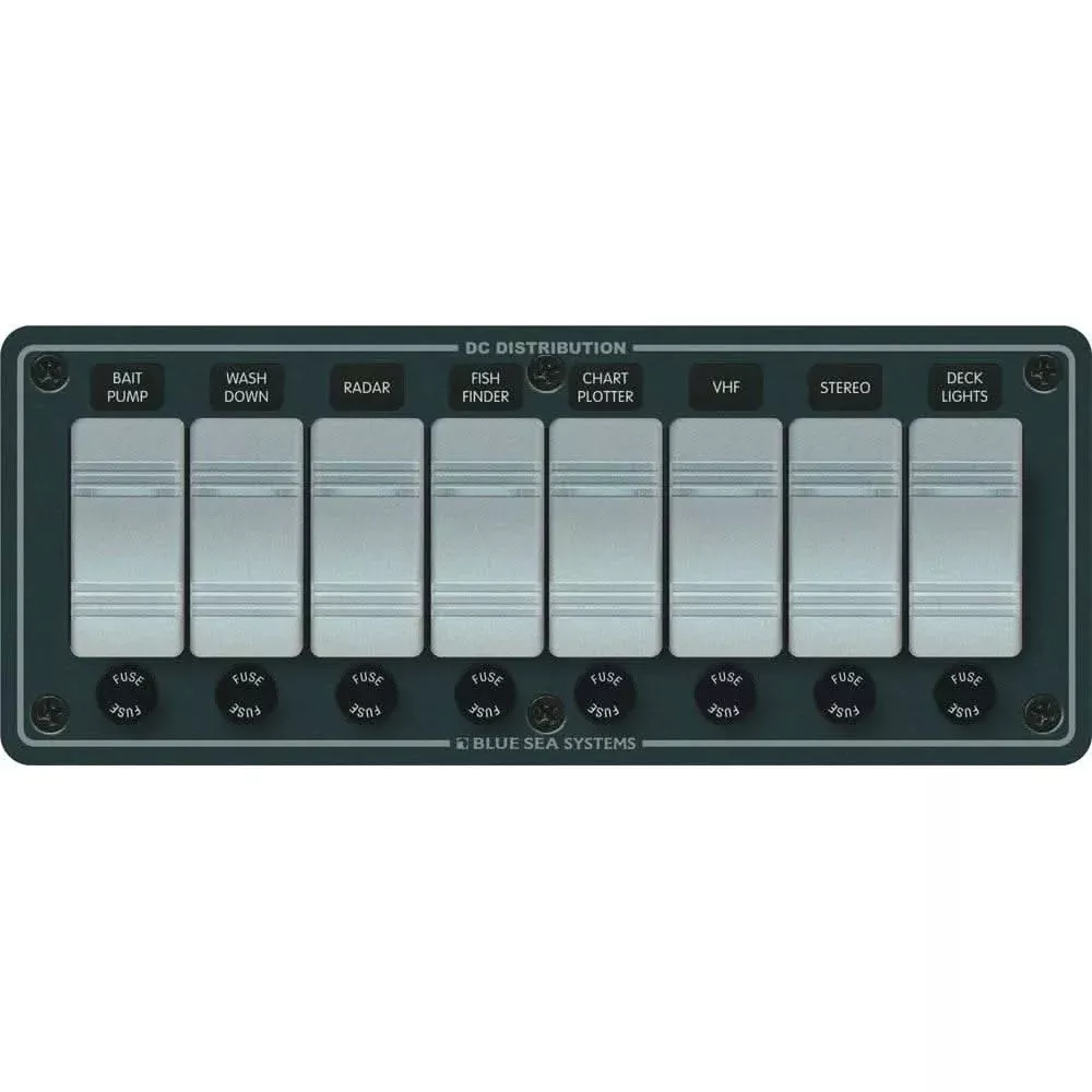 Blue Sea 8261 Waterproof Panel 8 Position - Slate Grey - 8261