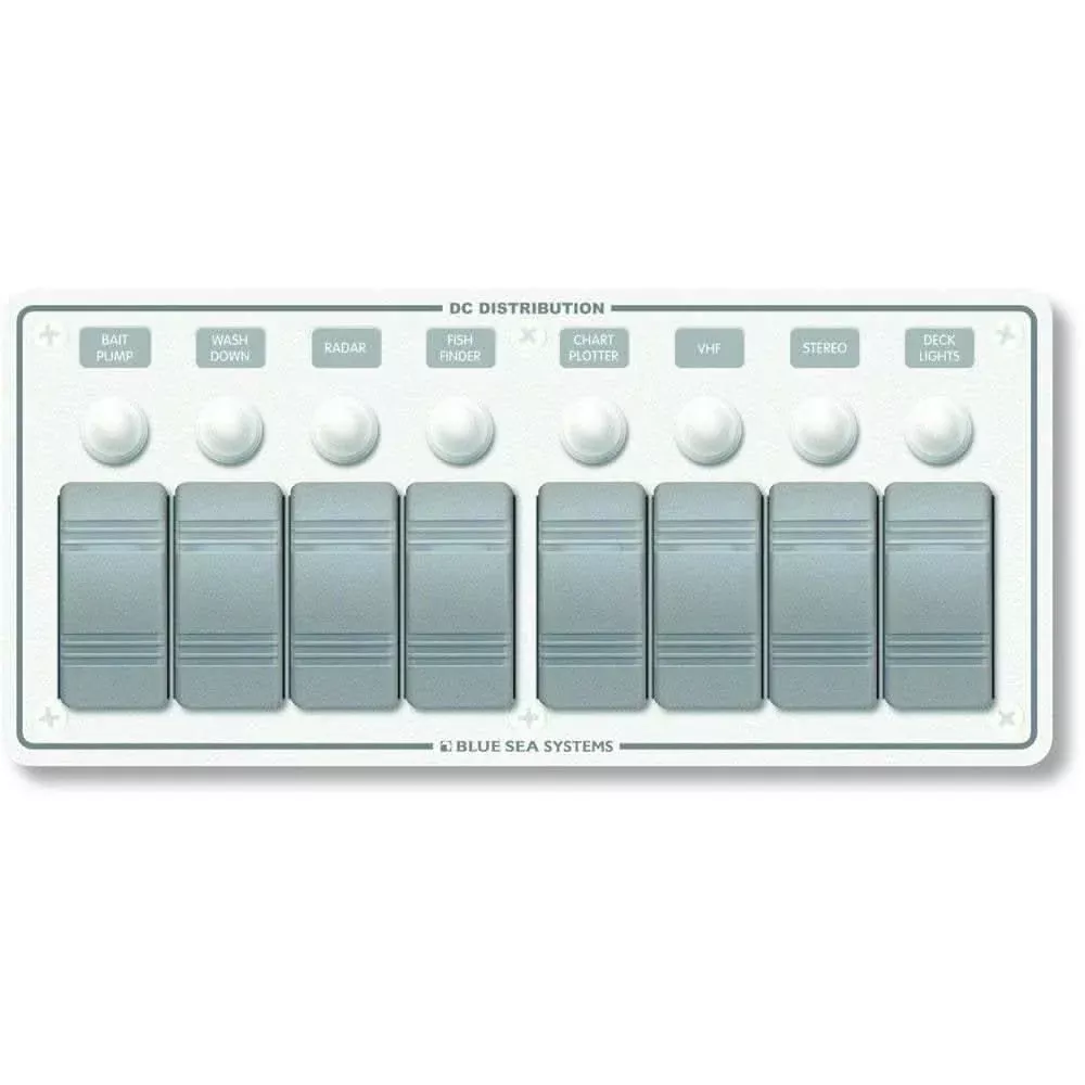 Blue Sea 8271 Water Resistant Panel – 8 Position – White – Horizontal Mount [8271]