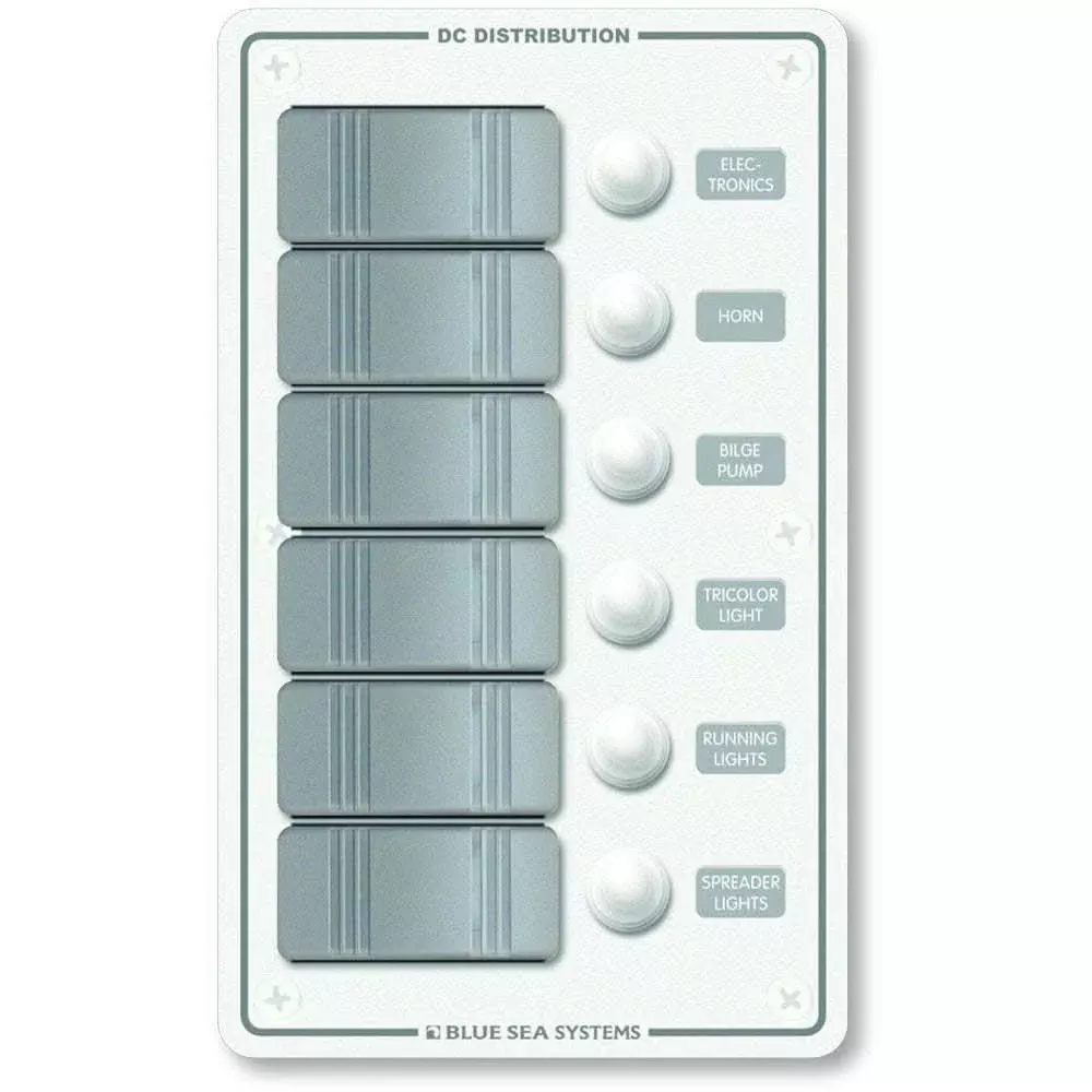 Blue Sea 8273 Water Resistant Panel – 6 Position – White – Vertical [8273]