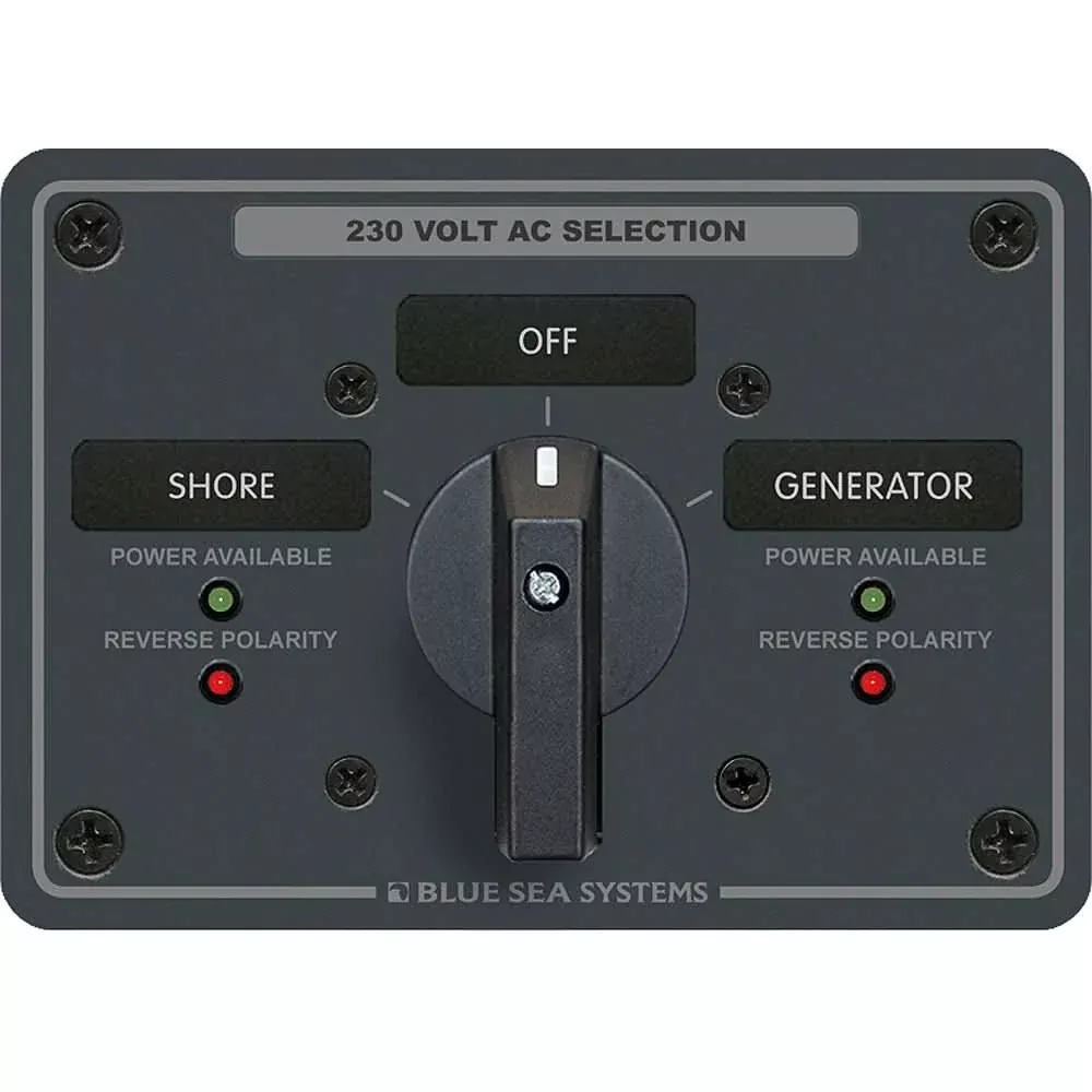 Blue Sea 8357 AC Rotary Switch Panel 65 Ampere 2 Position + OFF, 2 Pole [8357]