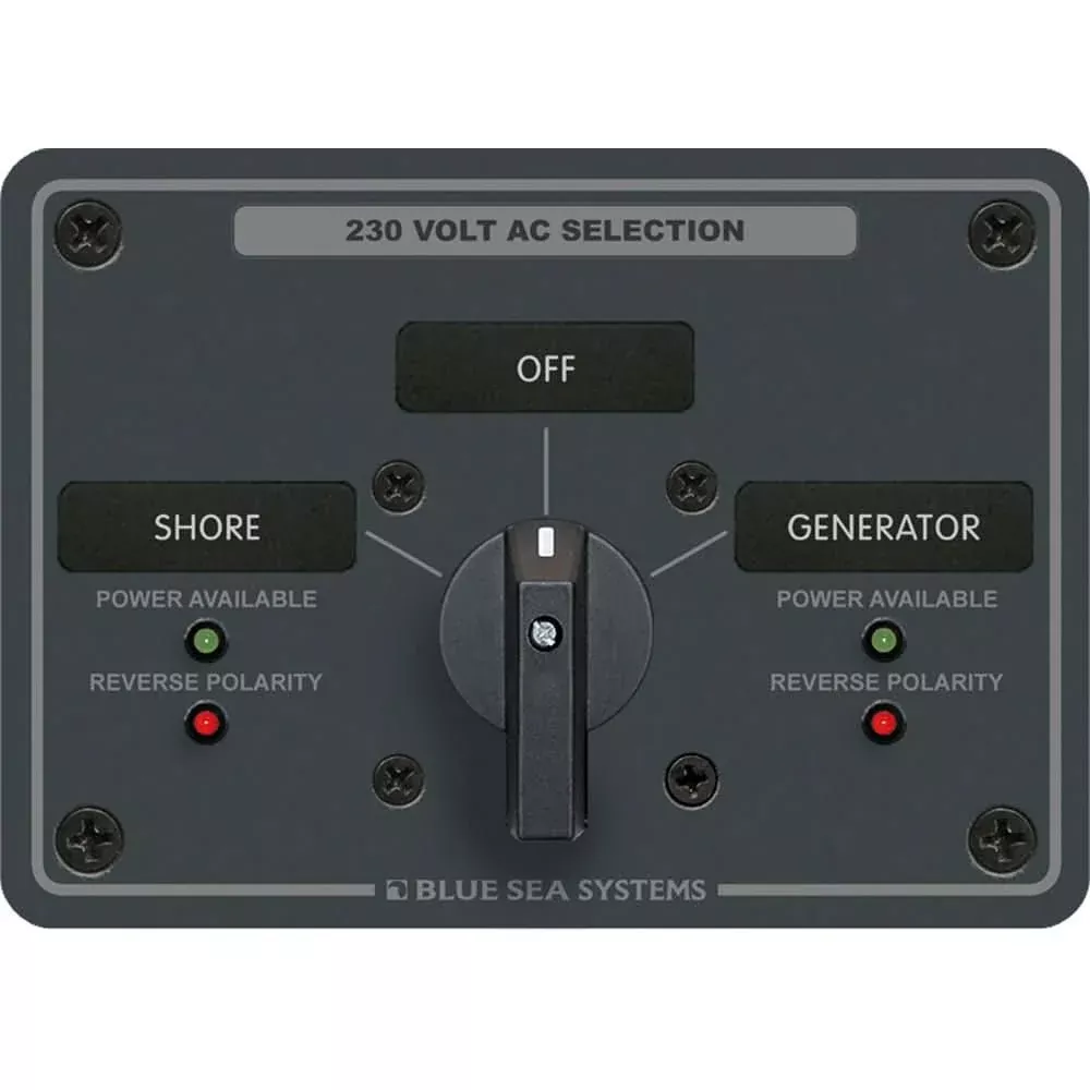 Blue Sea 8359 AC Rotary Switch Panel 30 Ampere 2 Positions + OFF, 2 Pole [8359]