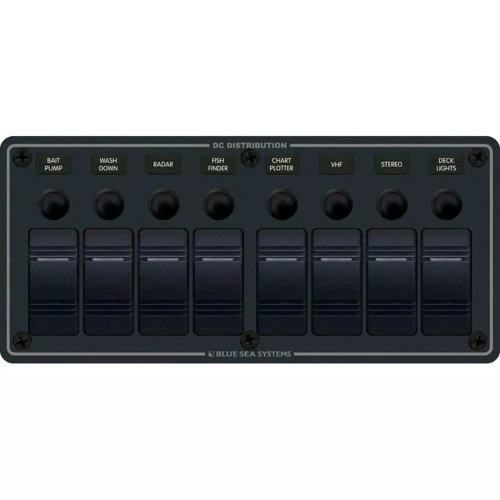 Blue Sea 8371 Water Resistant Panel - 8 Position - Black - Horizontal Mount [8371]