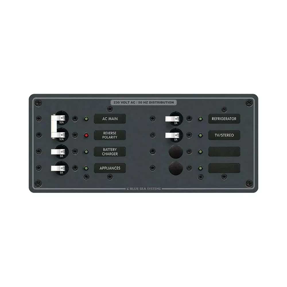 Blue Sea 8512 Breaker Panel – AC Main + 6 Position – White [8512]
