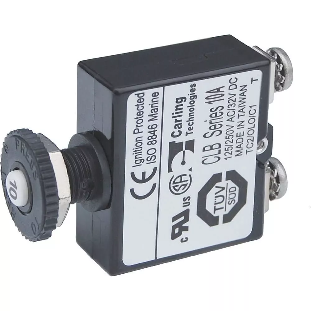 Blue Sea Push Button Reset Only Screw Terminal Circuit Breaker – 10 Amps [2132]