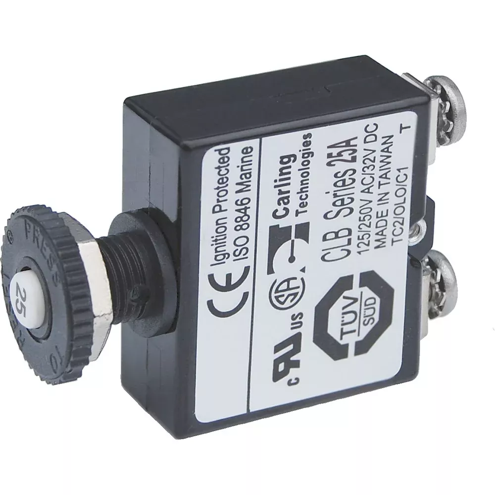 Blue Sea Push Button Reset Only Screw Terminal Circuit Breaker – 25 Amps [2135]