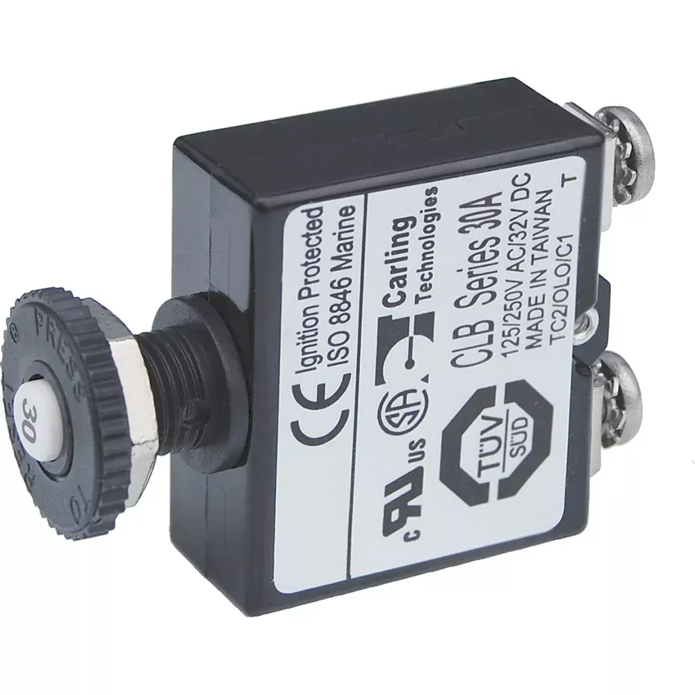 Blue Sea Push Button Reset Only Screw Terminal Circuit Breaker – 30 Amps [2136]