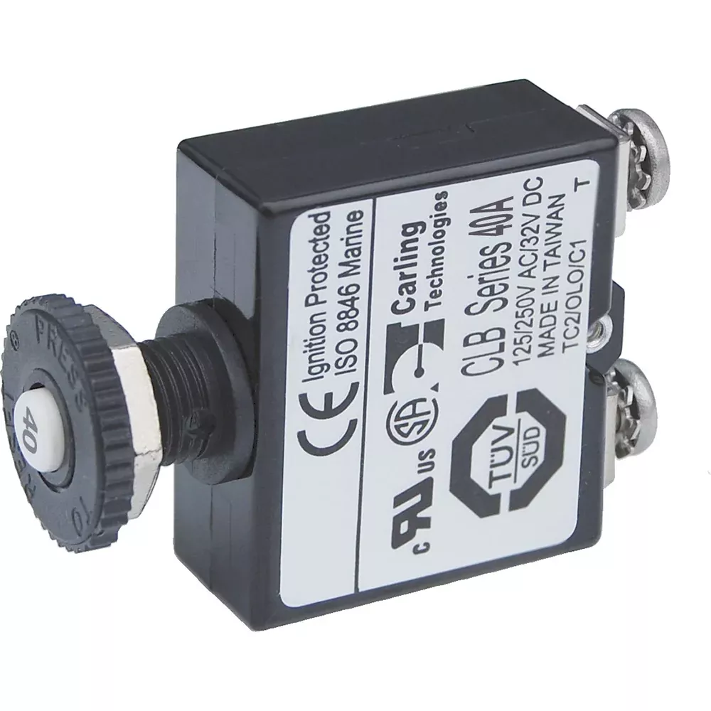 Blue Sea Push Button Reset Only Screw Terminal Circuit Breaker – 40 Amps [2137]