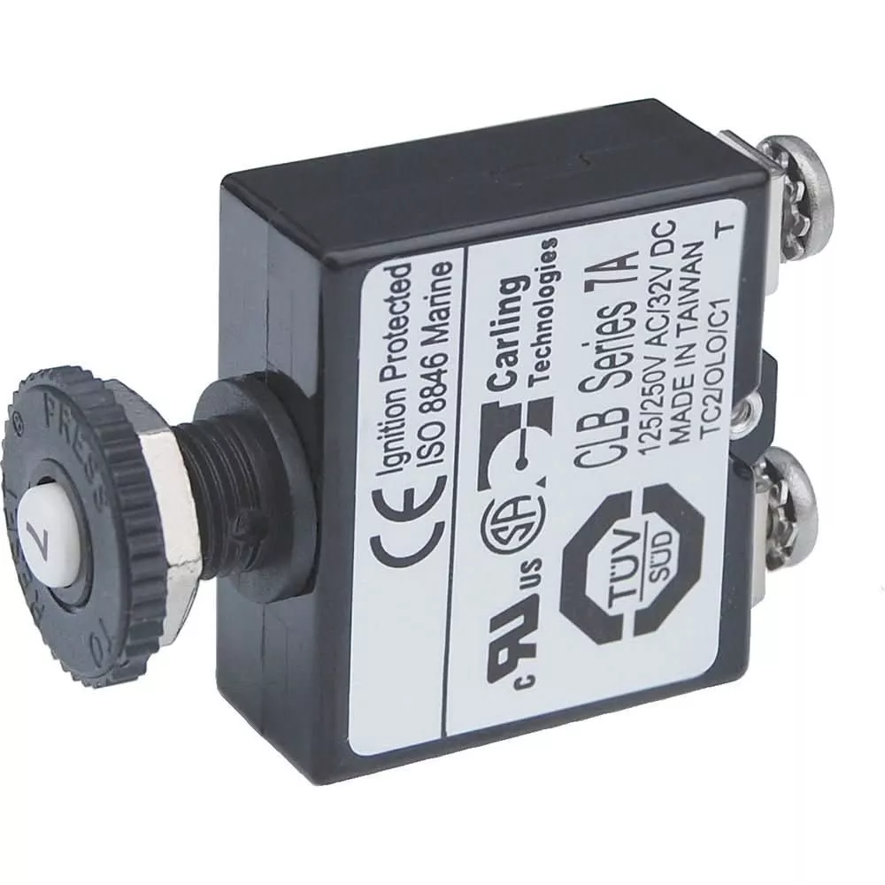 Blue Sea Push Button Reset Only Screw Terminal Circuit Breaker – 7 Amps [2131]