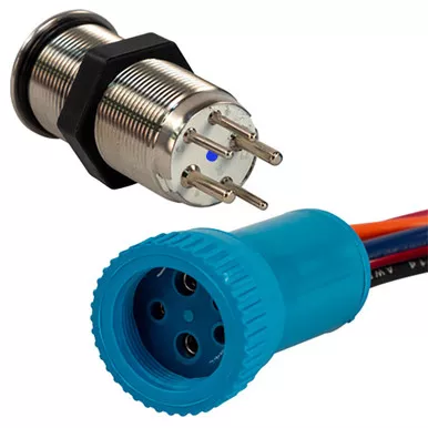 Bluewater 19mm Off/On/On Push Button Switch, 4-Ft Lead
