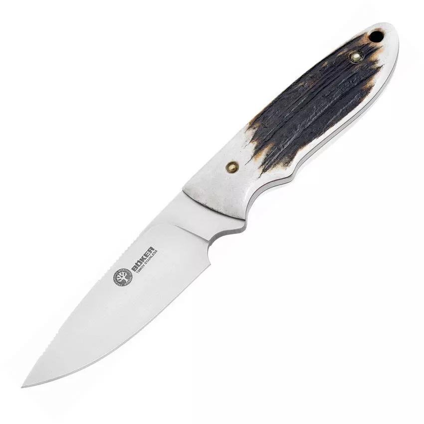 Boker 02BA701H Pine Creek Fixed Blade Knife With Genuine Stag Handle