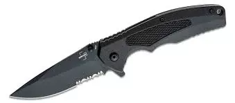 Boker Knives 01BO506 Boker Plus Gemini NGA Assisted Folder Black Combo Blade With Black FRS Handles