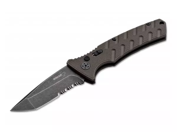 Boker Plus Auto Strike Coyote Tanto Partial Serrated Folding Knife