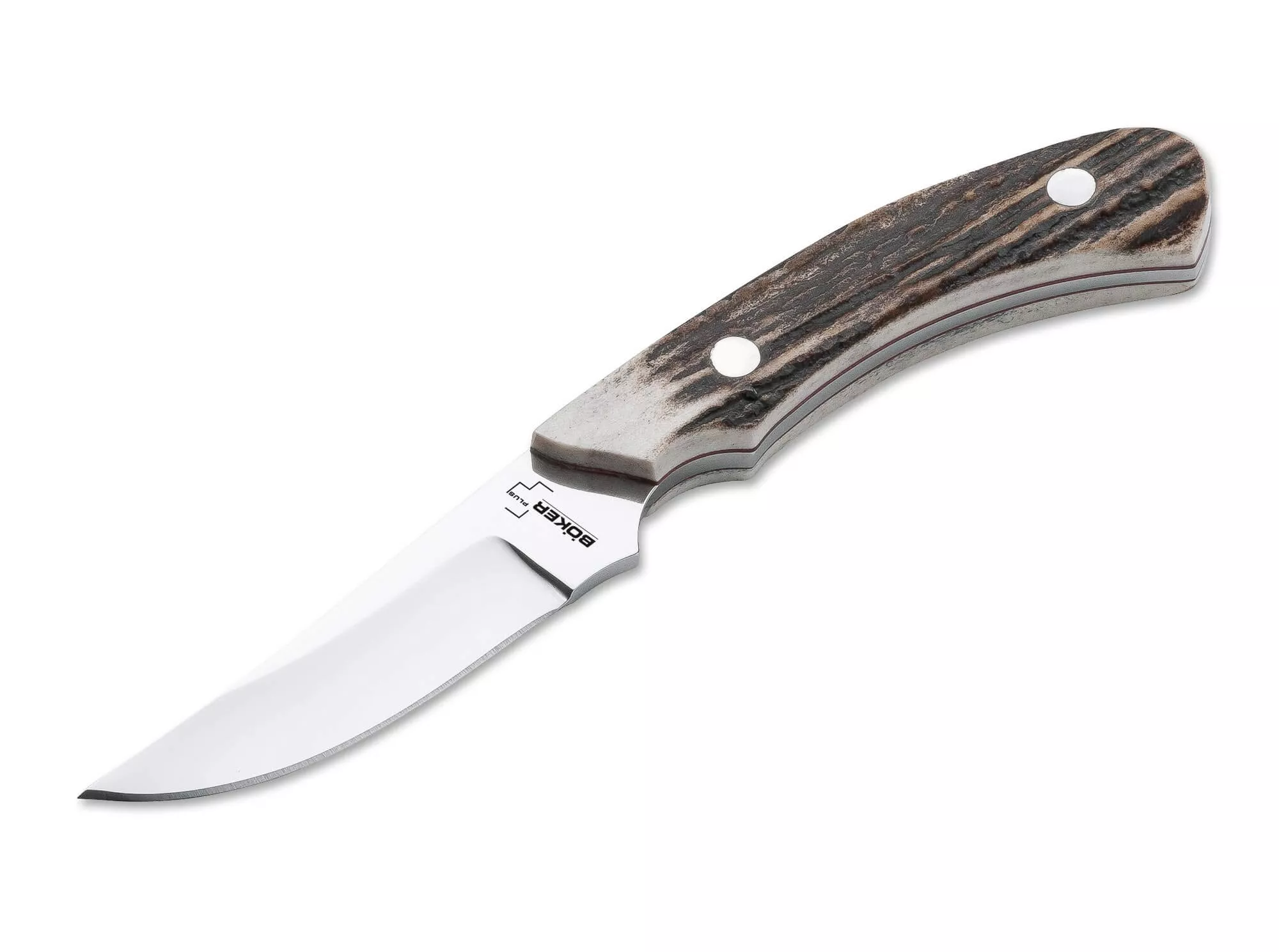 Boker Plus Cowboy Crossdraw Fixed 3.25″ Blade, Stag Handles, Don Hethcoat Design, Leather Sheath