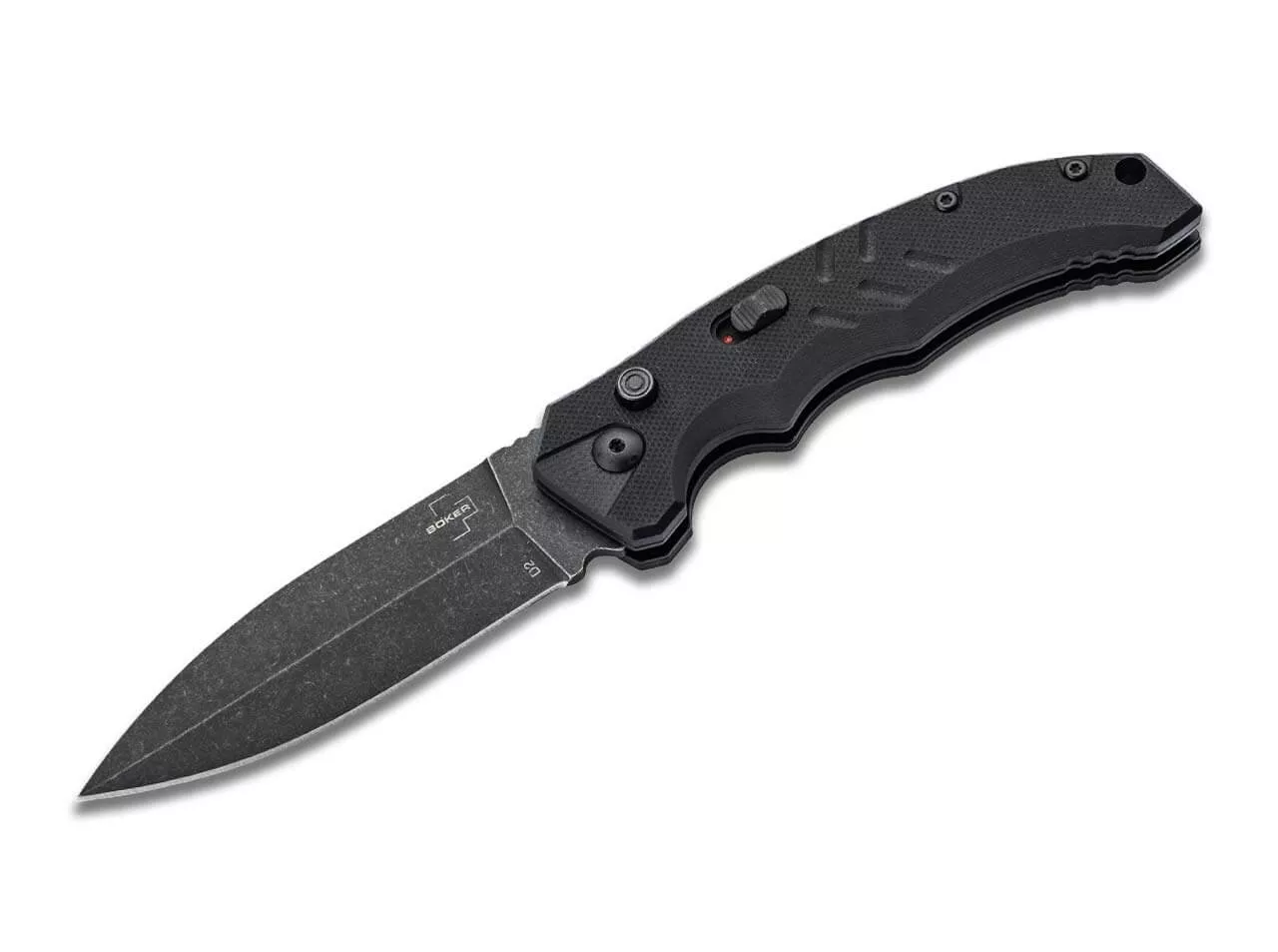 Boker Plus Intention II Dagger Auto Folding Knife, 3.35″ D2 Black Dagger Blade, Black Aluminum Handles W/ Clip