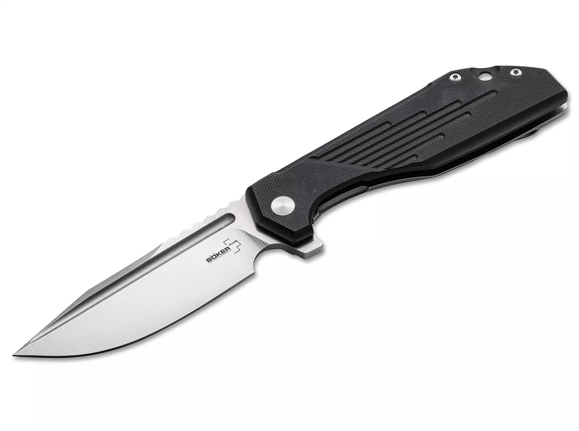 Boker Plus JB Stout Lateralus Flipper 3.5″ D2 Stonewashed Blade, Black G10 with Stainless Steel Back Handles W/ Clip