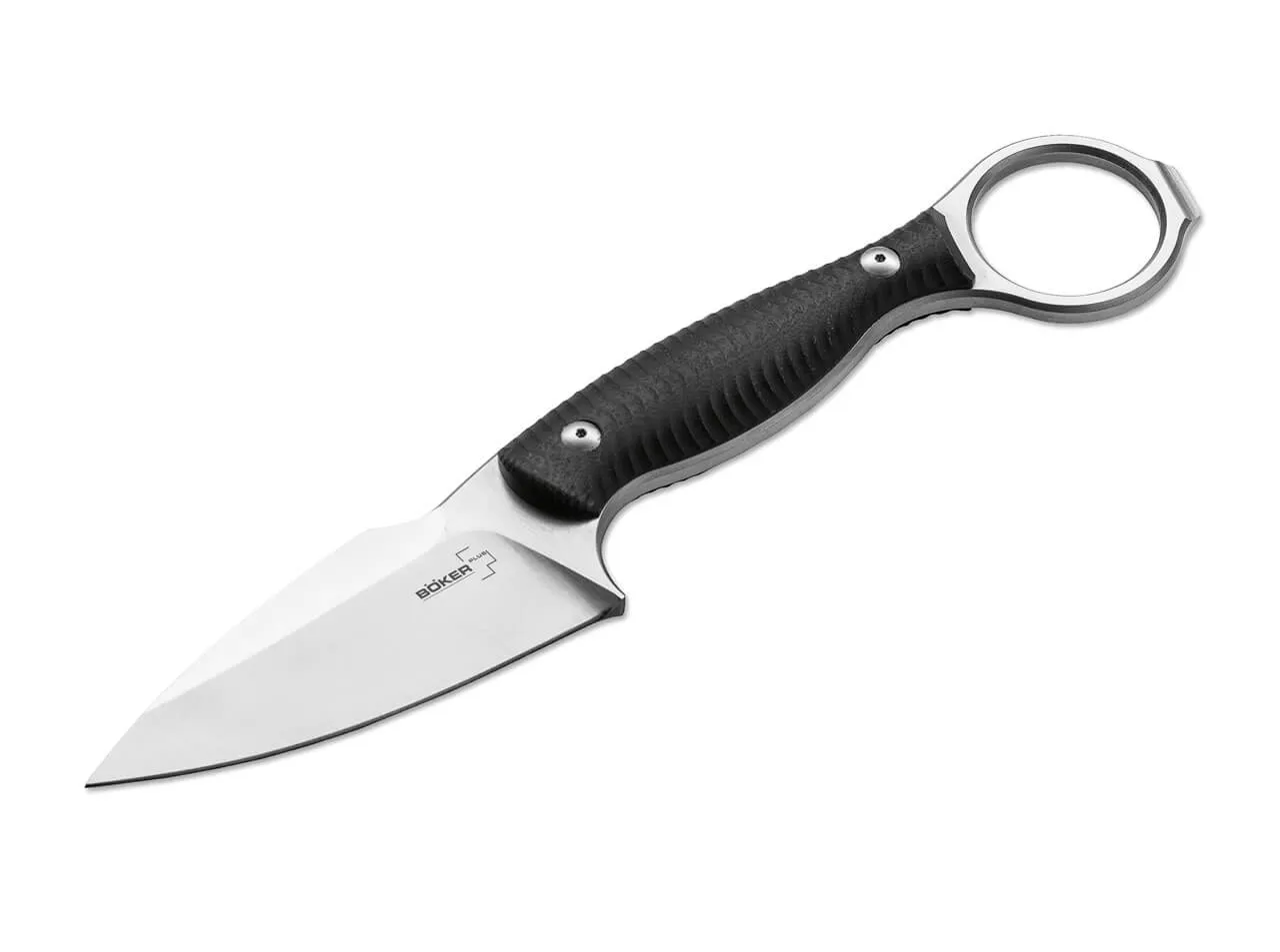 Boker Plus John Gray Accomplice Fixed 3.25″ Stonewashed Plain Blade, Black G10 Handles and Kydex Sheath