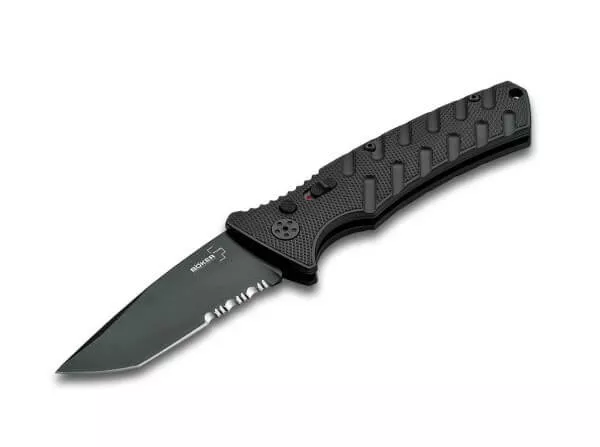 Boker Plus Strike Black Tanto Serrated Auto Folding Knife