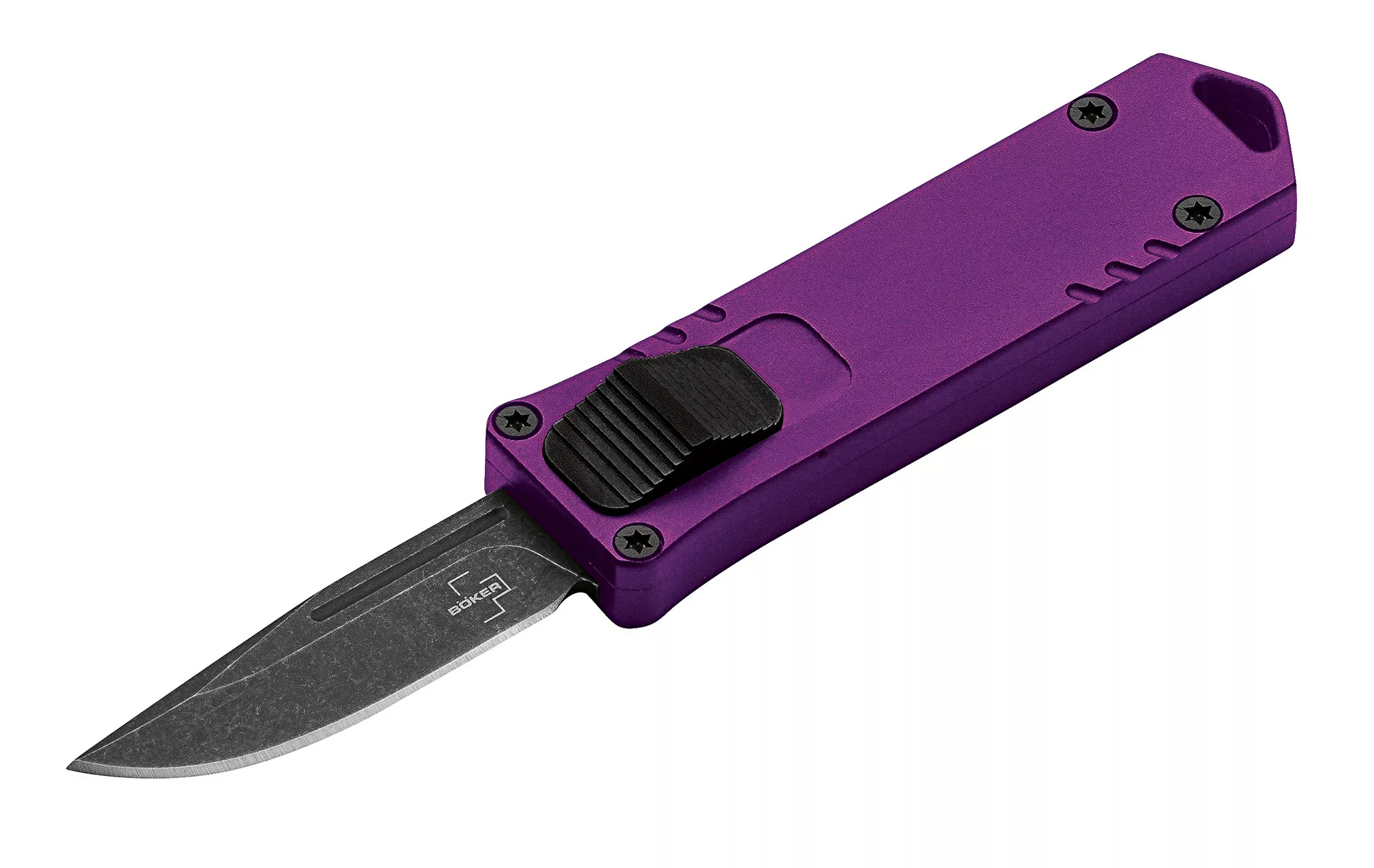 Boker Plus USB OTF Automatic Knife Purple Aluminum Handle 1.7″ Black Stone washed D2 Blade (Out Of Production)