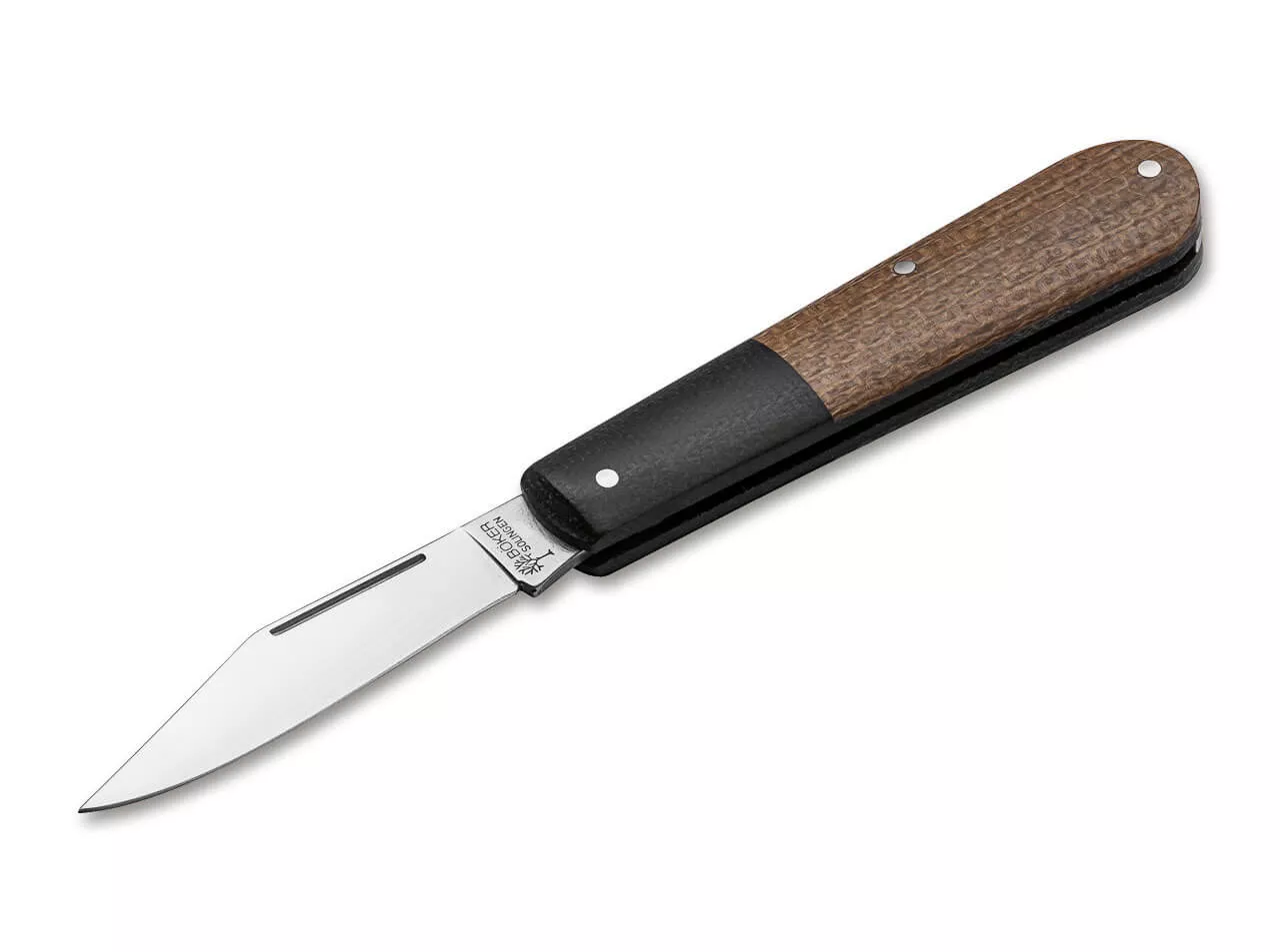 Boker Solingen Barlow Slip Joint Folding Knife 2.5″ N690 Blade, Integral Burlap Micarta Brown (Out Of Production)
