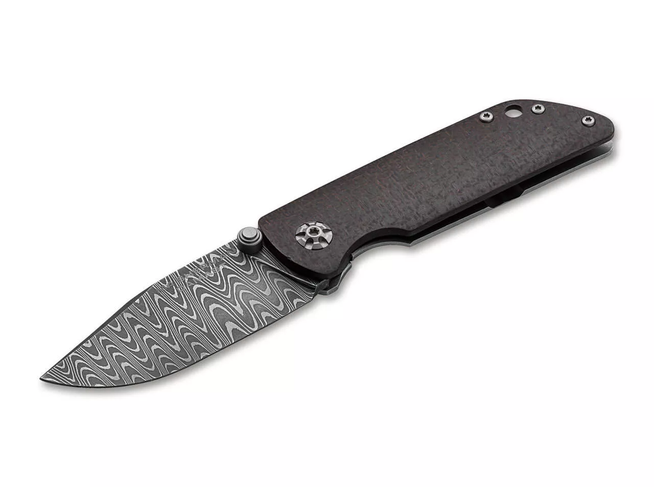 Boker Solingen M4 Sherman Damast 3.03″ Damascus Blade, Micarta Handle, Framelock Pocket Knife