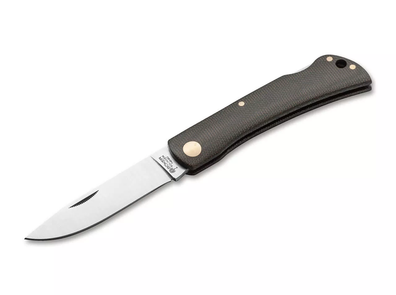 Boker Solingen Rangebuster Lockback Folding Knife 3″ N690 Blade, Green Micarta Handles (Out Of Production)