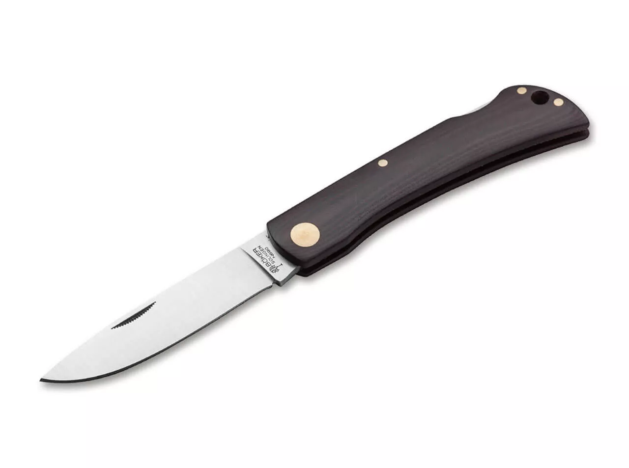 Boker Solingen Rangebuster Lockback Folding Knife 3″ N690 Blade, Maroon Micarta Handles (Out Of Production)