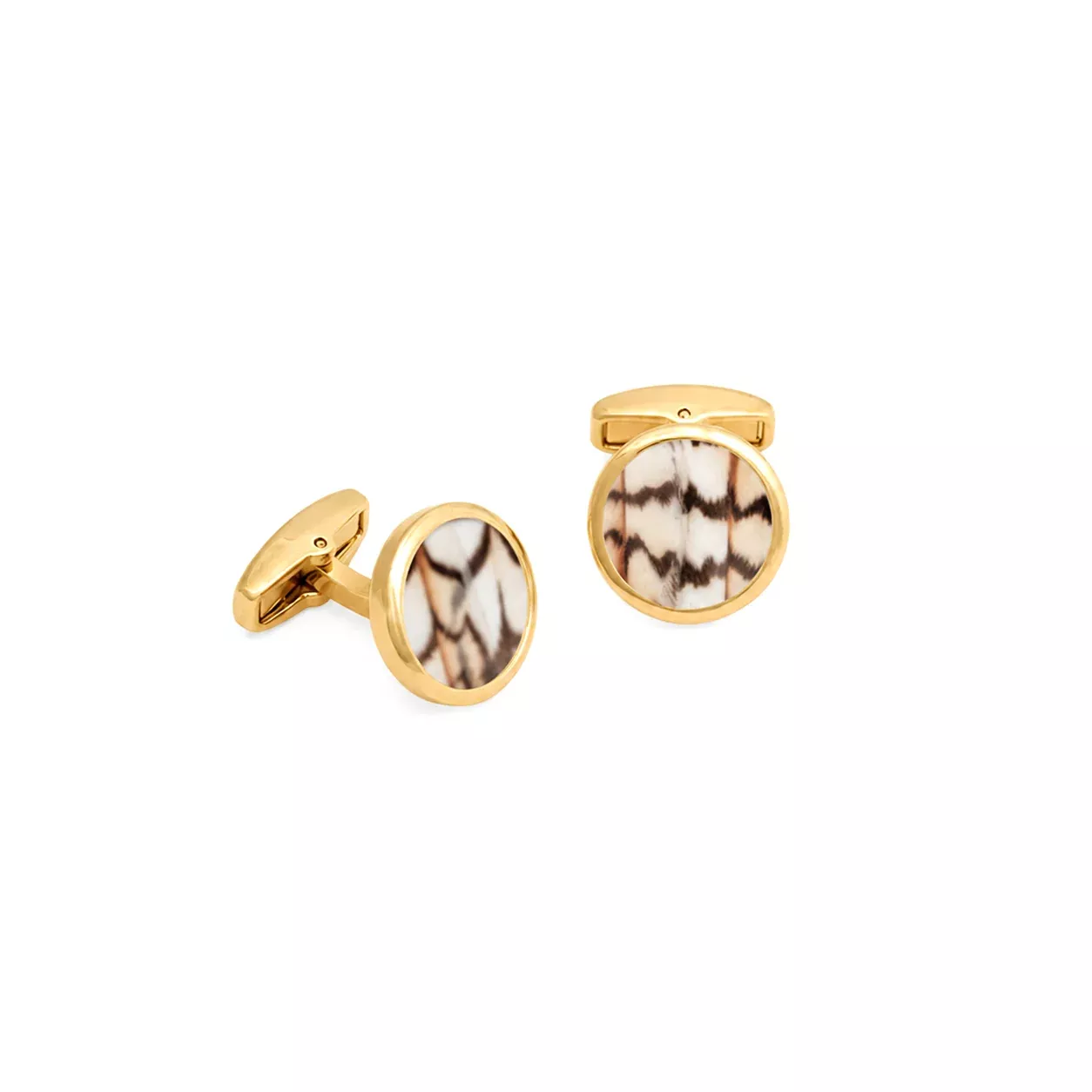 Brackish Brays Quail Feather Gold Cufflinks